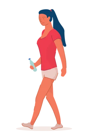Mulher segurando uma garrafa de água  Ilustração