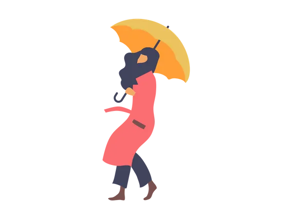 Mulher segurando guarda-chuva  Ilustração