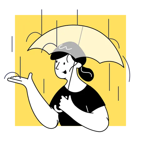 Mulher segurando guarda-chuva  Ilustração
