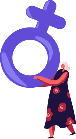 Mulher segurando o símbolo de Vênus nas mãos  Ilustração