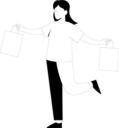 Mulher segurando sacolas de compras  Ilustração