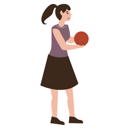 Mulher segurando uma bola de boliche  Ilustração