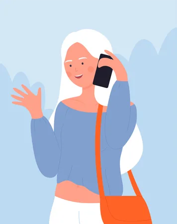 Mulher sênior falando ao telefone  Illustration