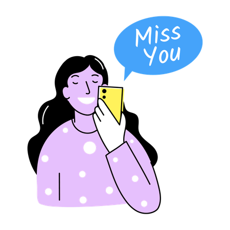 Mulher com saudades da amiga  Ilustração