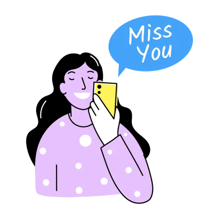 Mulher com saudades da amiga  Ilustração