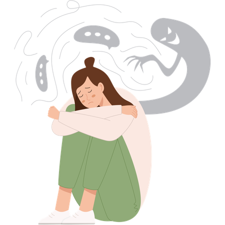Mulher sofre de depressão  Ilustração
