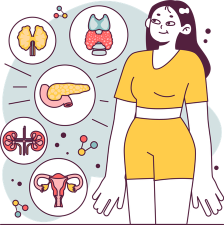 Mulher sofre de doença diabética  Illustration