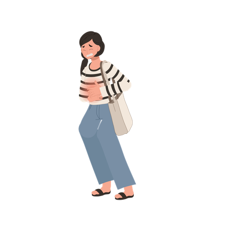 Mulher sofre de dor intensa no estômago  Illustration