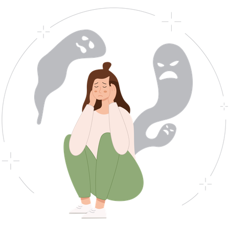 Mulher sofre de transtorno psicótico  Ilustração