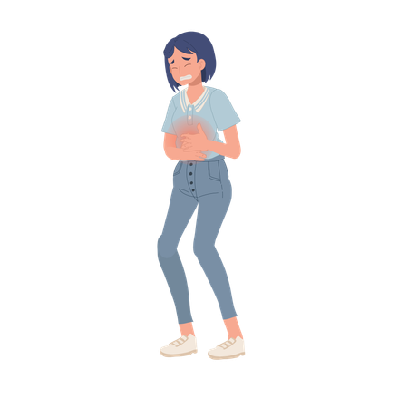 Mulher sofrendo de dor intensa no estômago  Illustration
