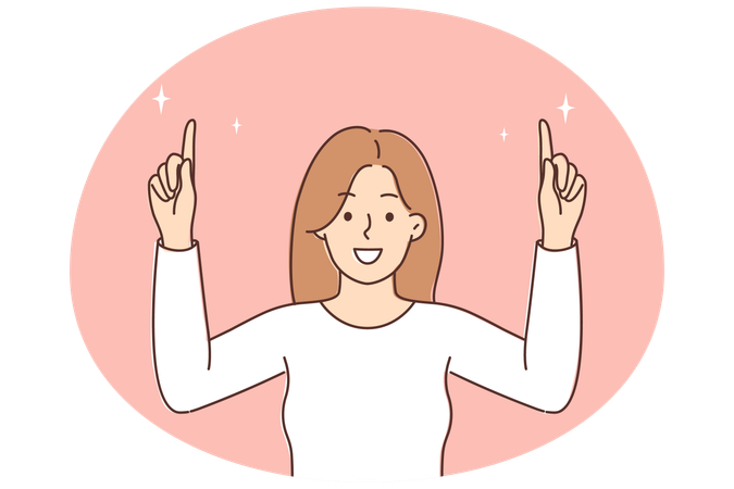 Mulher sorridente apontando para um bom negócio  Ilustração