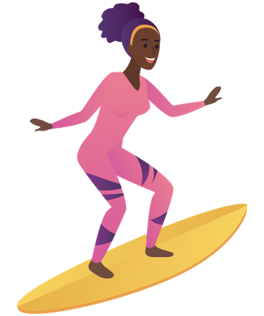 Mulher surfando  Ilustração