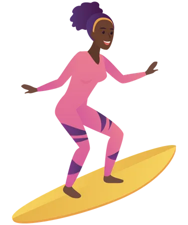 Mulher surfando  Ilustração