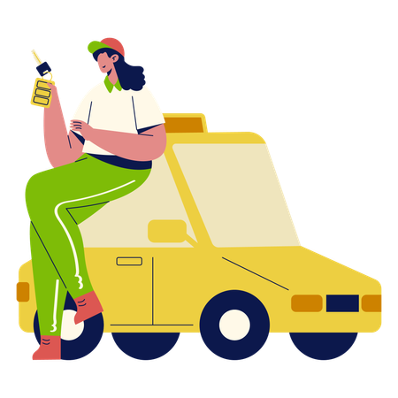 Taxista feminina  Ilustração