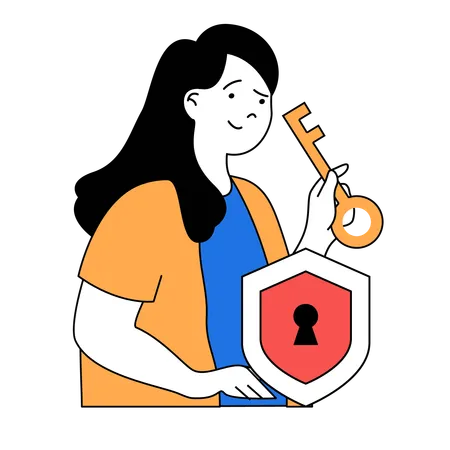 A mulher tem acesso ao web lock  Ilustração