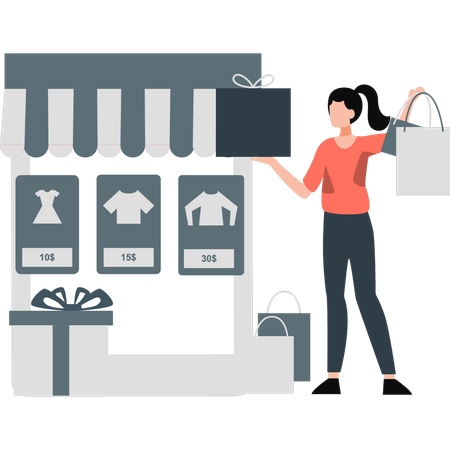 Mulher tentando levar as pessoas a comprar  Illustration