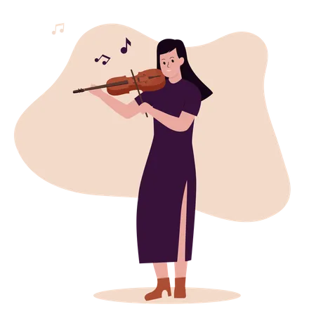 Mulher tocando violino  Ilustração