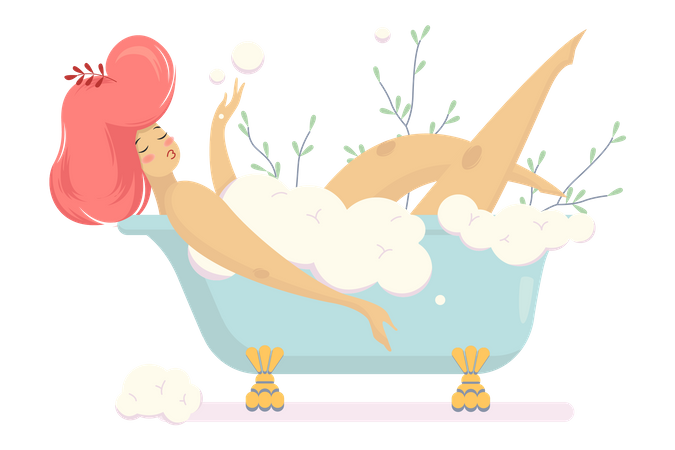 Mulher tomando banho  Ilustração