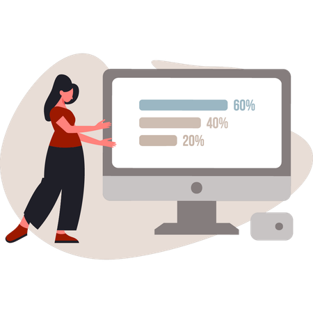 Mulher trabalha em avaliação de negócios  Ilustração
