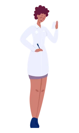 Trabalhadora médica vestindo jaleco branco  Ilustração