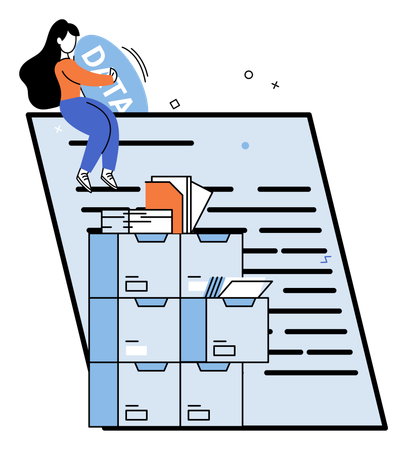 Mulher trabalhando com data center  Illustration