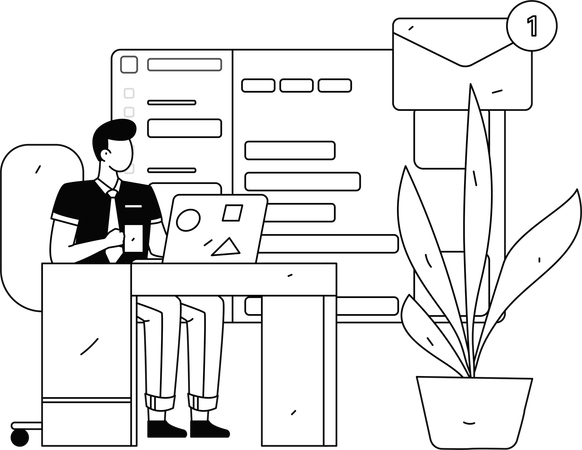Mulher trabalhando no gerenciamento de dados em nuvem  Ilustração