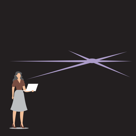 Mulher trabalhando com feixe de tecnologia laser  Ilustração
