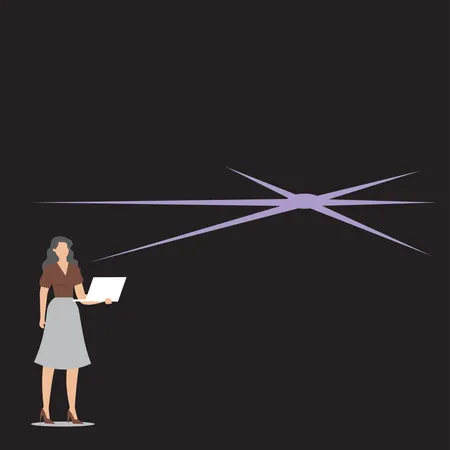 Mulher trabalhando com feixe de tecnologia laser  Ilustração