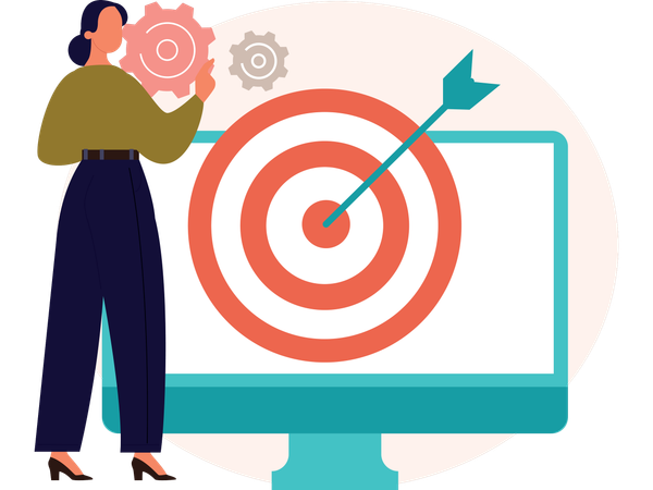 Mulher trabalhando em Marketing de Alvo  Illustration
