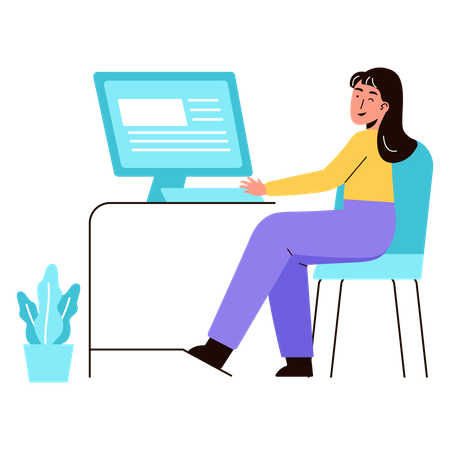 Mulher trabalhando no computador  Ilustração