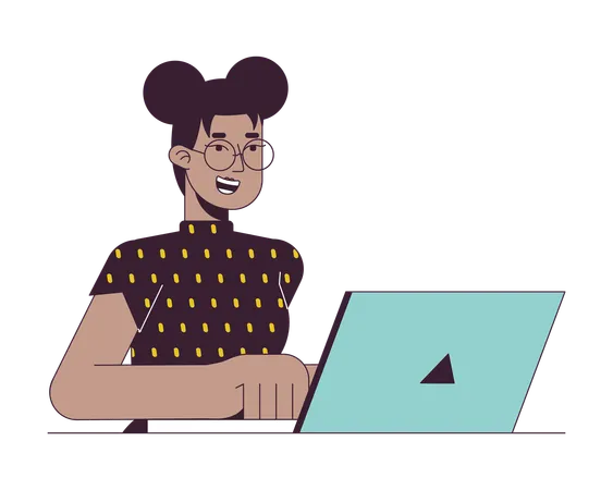 Mulher trabalhando no laptop  Ilustração