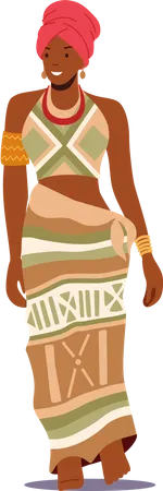 Mulher tribal vestindo roupas tradicionais  Ilustração