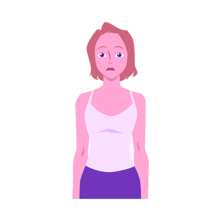 Mulher triste, sem sorrir, com expressão frustrada  Ilustração