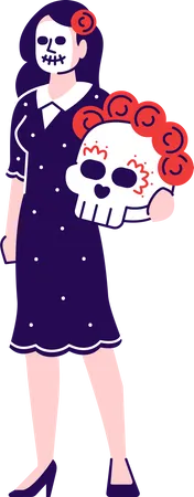Mulher vestindo fantasia mexicana do Dia dos Mortos  Ilustração