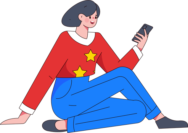 Mulher usando celular  Ilustração