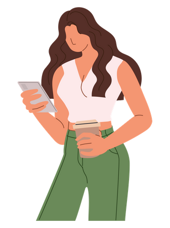 Mulher usando celular  Ilustração