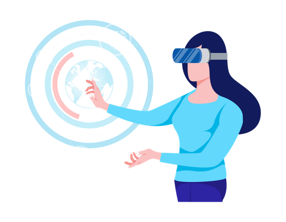 Mulher usando óculos VR  Ilustração