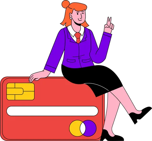 Mulher usando pagamento de carro  Ilustração