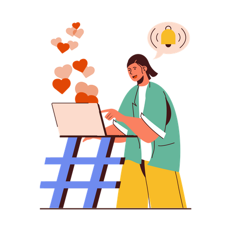 Mulher usando rede social  Illustration