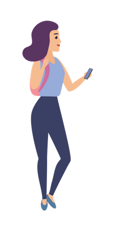 Mulher Usando Smartphone  Ilustração