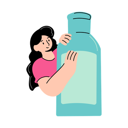 Mulher usando soro facial  Ilustração