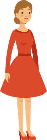 Mulher usando vestido vermelho  Ilustração