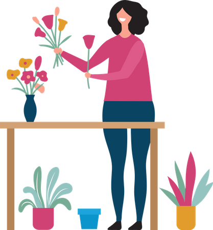 Mulher vendendo flor  Ilustração