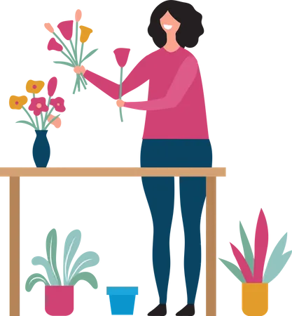 Mulher vendendo flor  Ilustração