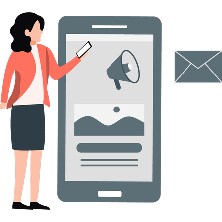 Mulher vendo notificações na guia  Illustration