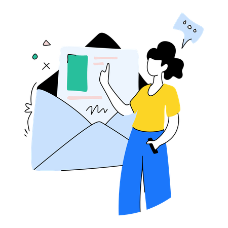 Mulher verifica documento online  Ilustração
