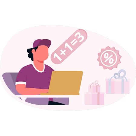 Mulher verificando compras com desconto online  Ilustração