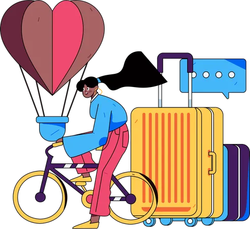 Mulher viajando de férias  Ilustração