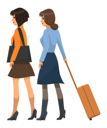 Viajante de mulheres com bagagem  Ilustração