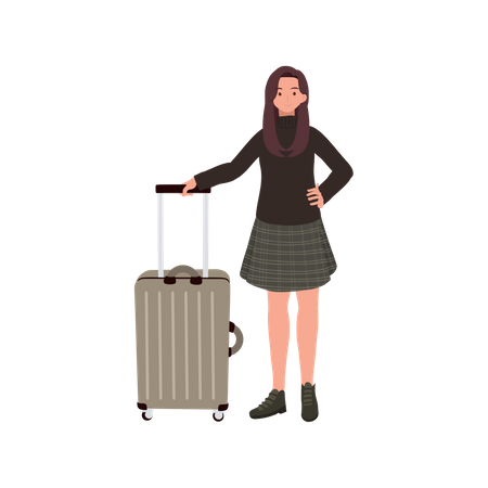 Mulher de viagem com bagagem de mão  Ilustração